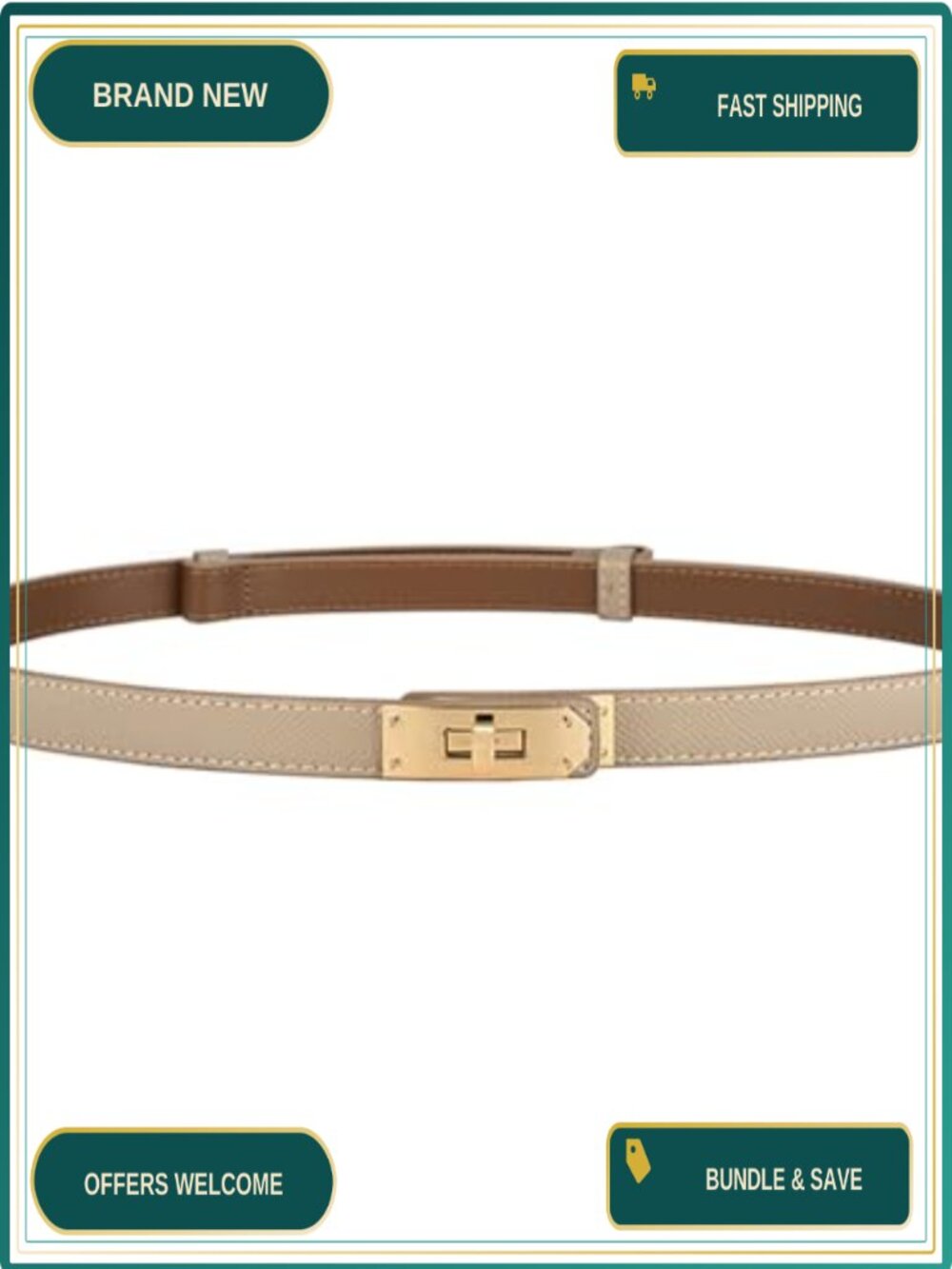 Skinny Leather Belt with Alloy Turn Lock - Adjustable 19.5-35.5 in for Dresses,